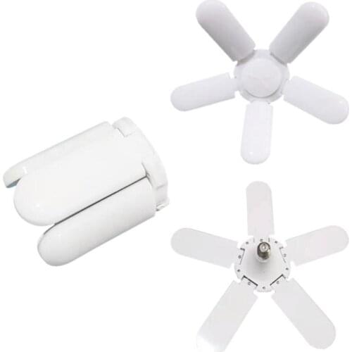 Foldable LED Garage Light 75W E27 Angle Classic Fan Blades Energy Saving Lamp 360-Degree Adjustable Ceiling Light