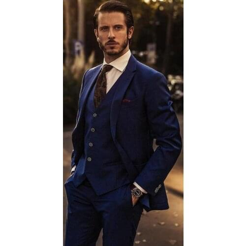 3 Pieces Wedding Groom Tuxedos Groomsmen Mens Dress TPSAADE Notch Lapel Man Jacket Blazer Prom Dinner Suit (Jacket+Pants+Vest)