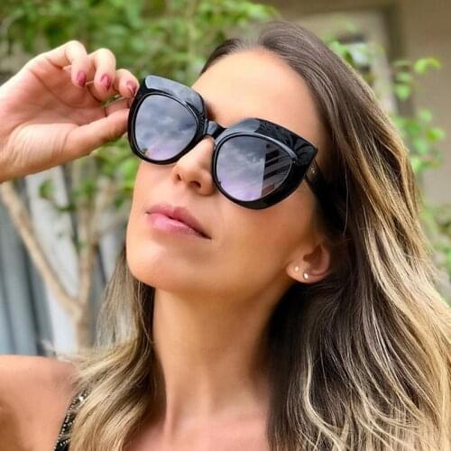 Cat Eye Sunglasses Big Frame Men Women Fashion Shades UV400 Vintage Luxury Sun Glasses Oculos Blue Green Black RED