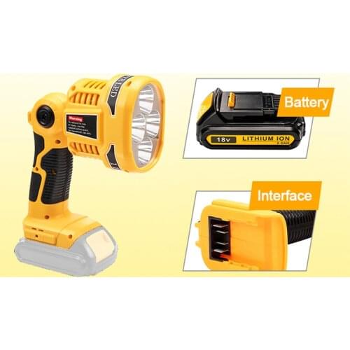 LED Lamp Flashlight (NO Battery,NO Charger)12W with USB Port Outdoor Emergency Lighting For Dewalt 14.4V 18V 20V li-ion battery