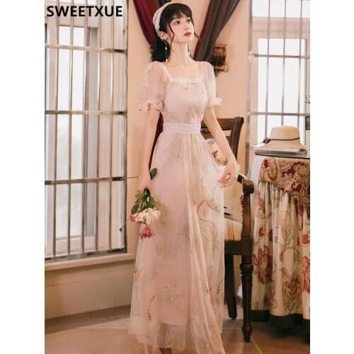 SWEETXUE Fashion Long Dresses Women 2021 Elegant Party Maxi Summer Dress Lace Patchwork Cute Kawaii Sequin Mesh Lolita Vestidos