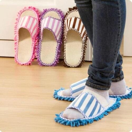 Striped Pattern Dust Slipper House Floor Lazy Dusting Household Blue Purple Foot Shoes Pink Cleaning Cover Shoes Coffee Cle P2K3