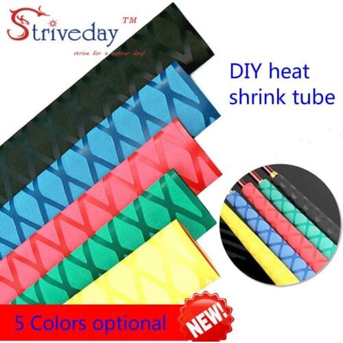 1 meter 5 color fishing rod racket anti-skid lightning protection handle jacket insulation pattern 35mm heat shrinkable tube DIY