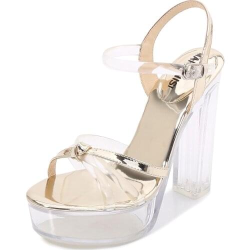 Summer Elegant Party Women Pumps Shoes 13CM Super High Heel Crystal Platform Sandals Creative Fashion Pvc Transparent High Heels