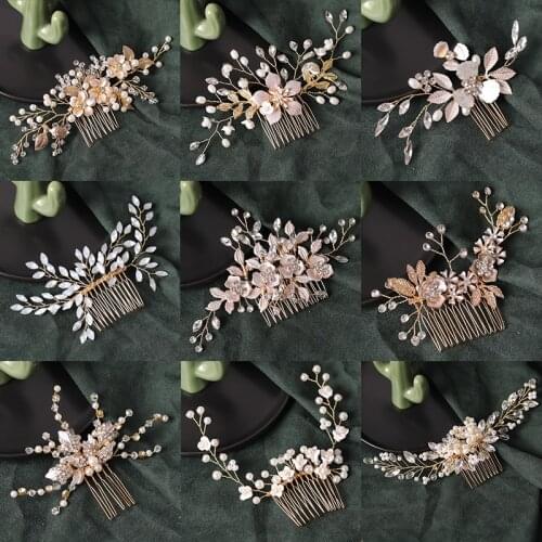 Vintage Handmade Gold Wedding Hair Accessories Pearls Crystal Hairpins Clips Sticks Women Hair Jewelry Headpiece For Bride Girl