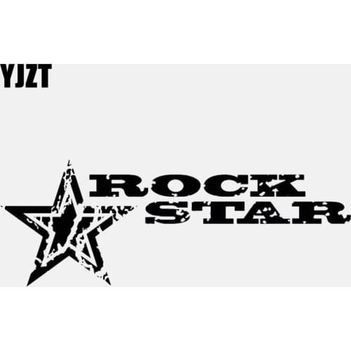YJZT 16.2CM*5.9CM Interesting text Rock Star Rock Music Vinyl Black/Silver Car Sticker C22-0742