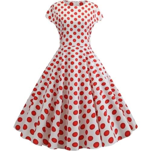 Summer Women Polka Dot Dress Print 50s 60s Vintage Dress Female Short Sleeve Retro Robe Rockabilly Party Dresses Plus Size