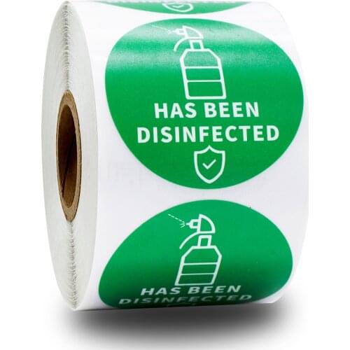 1.5 inch 300pcs stickers Seal label with 'Has been disinfected' Notice Sticker Retail Store Package Shopping Bag Label Stickers