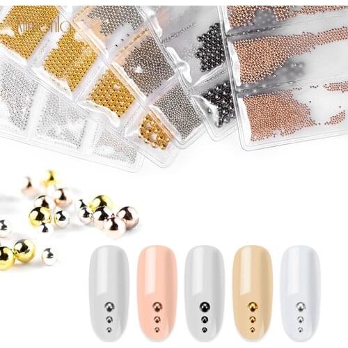 1 Pack 6 Grits Nail Art Gold Silver Rhinestone Tiny Steel Beads 3D Diamond Nail Decoration Tips DIY Manicure Nail Accessories