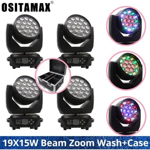 19x15w LED Zoom Moving Head Light RGBW Beam Wash Effect DMX512 Stage Lighting DJ Equipment for Party Show Disco Wedding Concert