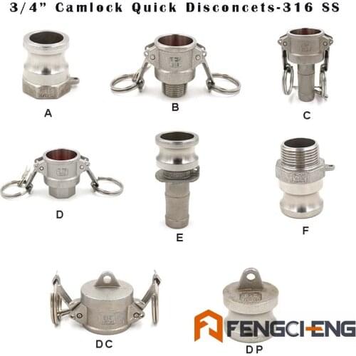 3/4" Camlock Quick Disconnect Cam & Groove Fitting 316 Stainless Steel Homebrew Beer Pump pipe