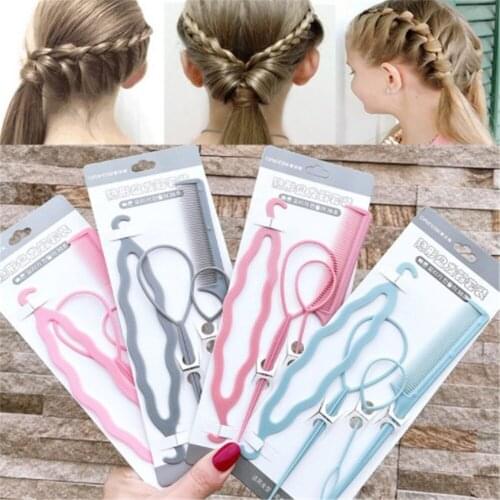 4pcs/set Hair Braiding Twist Curler Clips Girls Hairpins Braiders Pull Hair Needle Ponytail Holding Diy Styling Hair Making Tool