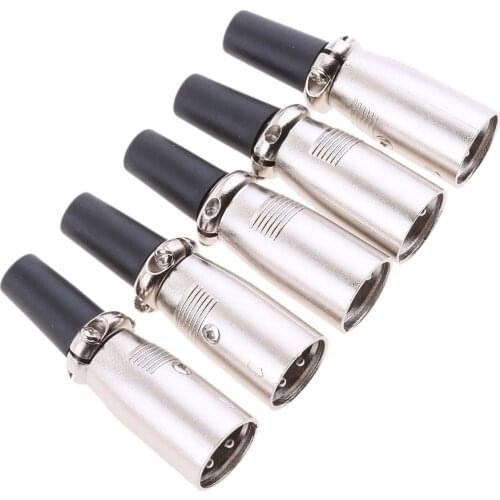 5pcs XLR Male Plug Microphone Cable Audio Microphone Audio Connectors