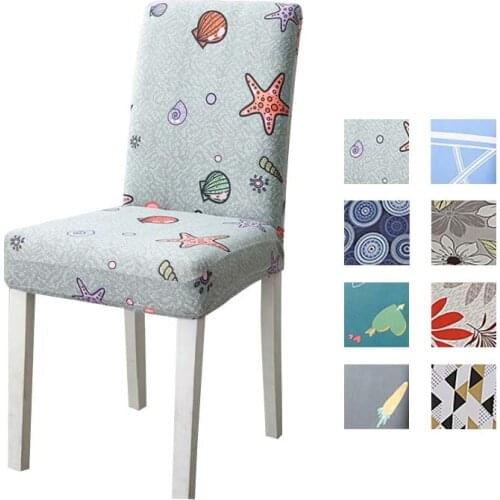 Printing Dining Chair Cover Spandex Elastic Wedding Party Chair Protector Covers Removable Washable Stretch Slipcover Seat Cover