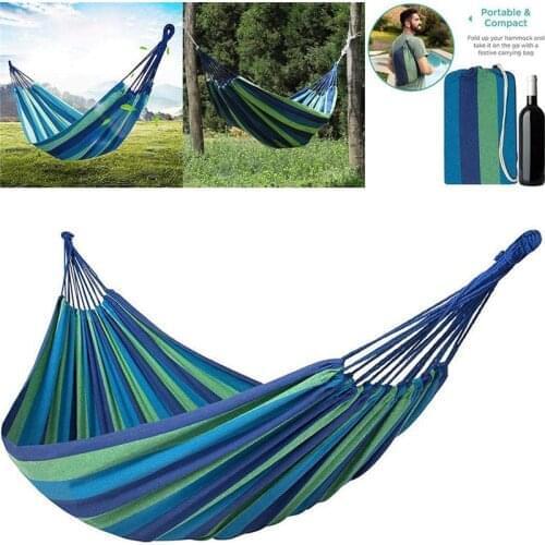 Rainbow Color Double Hammock 450 Lbs Portable Travel Camping Hanging Hammock Swing Lazy Chair Canvas Hammocks Outdoor Furniture