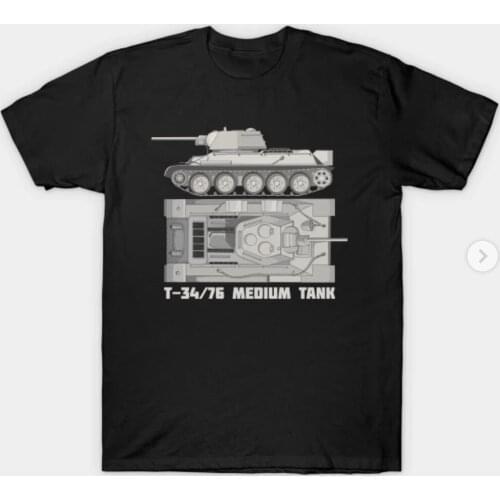 T-34 76 Russian WW2 Tanks Diagram Gift Men T-Shirt Short Casual 100% COTTON O-Neck Shirts