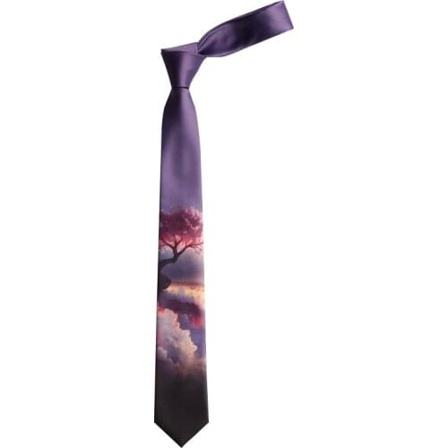 Free shipping New Mens male fashion female Original design Purple Peach Blossom Wonderland Gradient Textured Print Tie necktie