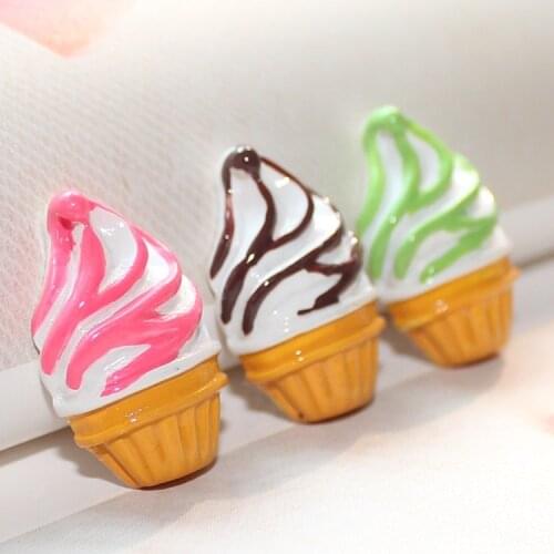 20Pcs Simulation Resin Flatback Ice Cream Japan Food Play Phone Shell Cabochon Craft Scrapbooking For Embellishments Decoration