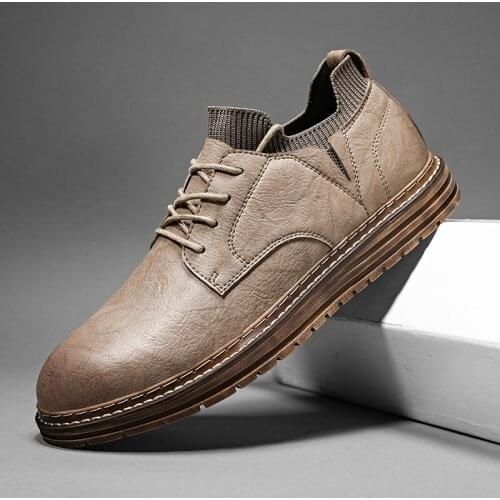 Men Shoes fashion Genuine Leather Loafers Breathable Autumn Winter lace up comfortable Casual Shoes Outdoor Men Sneakers shoes