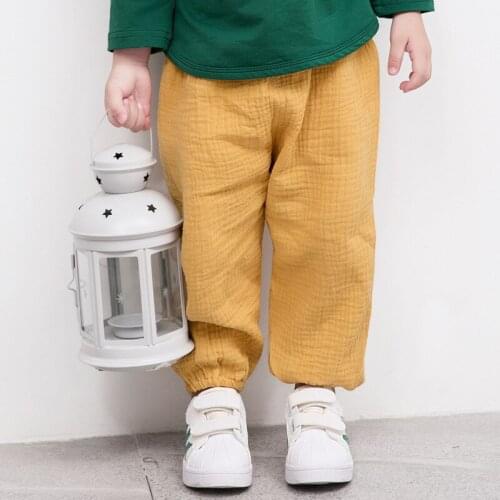 Summer Solid Color Linen Pleated Children Pants for Baby Boys Harem Pants Kids Girls Summer Casual Trousers Kids Lantern Pants