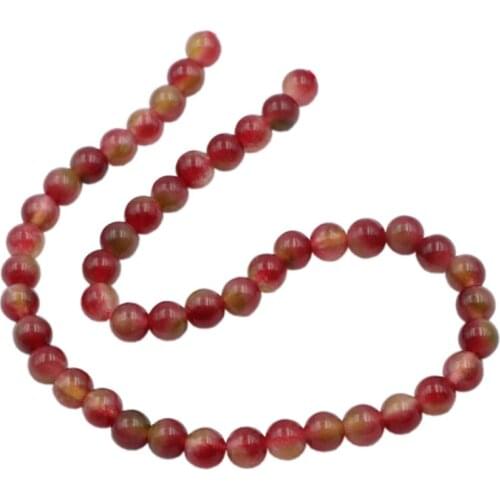 Multicolor Watermelon Tourmaline Loose DIY Round Craft Beads Ball Stone Chalcedony Crystal 6/8/10/12mm Jewelry Making 15inch B12