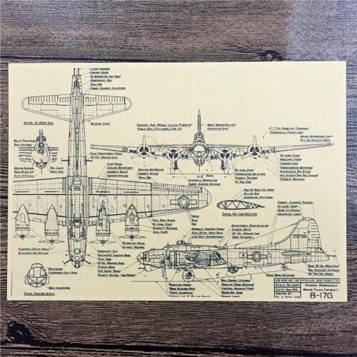 Top fashion FJ-270 back to the future kraft paper "B-17G aircraft" wall art poster pictures home decor for bathroom 42x30cm