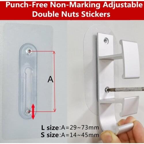 New 2pcs Punch-Free Non-Marking Adjustable Double Nut Screw Stickers Wall Picture Hook Invisible Traceless Hardwall Hanging Kit