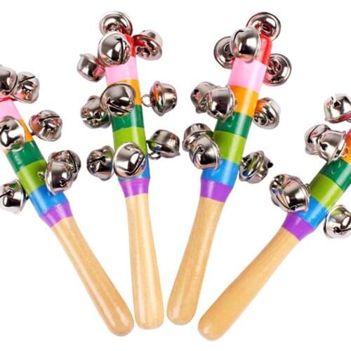 2020 New Colorful Rainbow Hand Held Bell Stick Wooden Percussion Musical Toy for KTV Party Kids Game Wholesale Retail