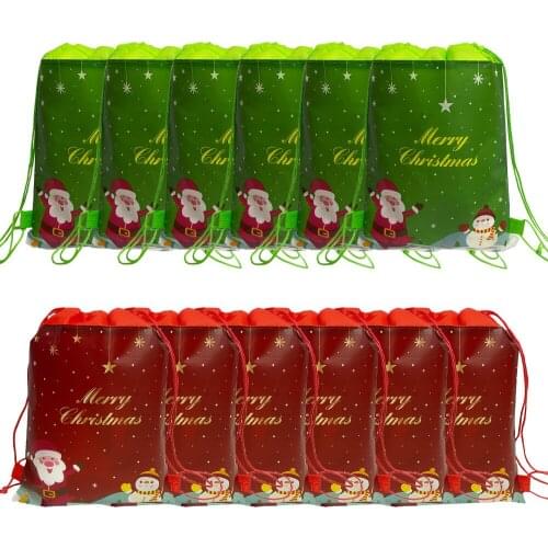 5/10/20/30PCS Christmas Theme Red Blue Bag Kids Party Drawstring Bag School Bags Handbag Action Figures Toys Kids Gift Bags