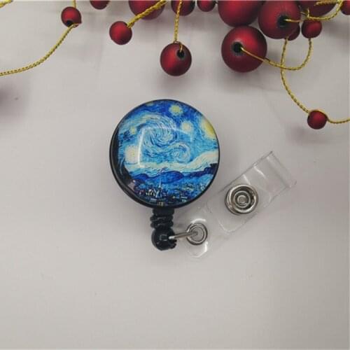 New Design 1 Piece High Quality Retractable Doctor Nurse Badge Reel Fashion Starry Sky Series Students ID Card Badge Holder