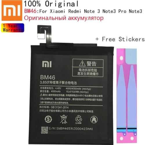 Xiao Mi Original BM46 Replacement Battery 4050mAh For Xiaomi Redmi Note 3 Note3 Pro Note3 Redrice Authentic Phone Batteries