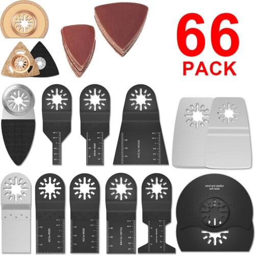 66pc Oscillating Multi Tool Saw Blade for Multi Tool Cut Wood Plastic Polish Ceramic Tile Remove Dirty Electric Tool Accessories