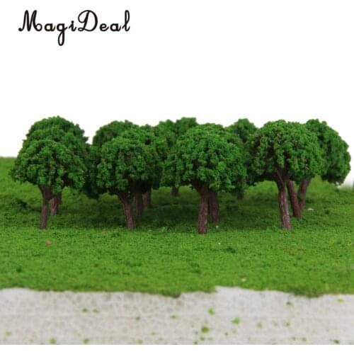 MagiDeal 50Pcs Plastic 3cm Scenery Landscape Train Model Trees Light Green for Street House Park Garden Layout Classroom Decor