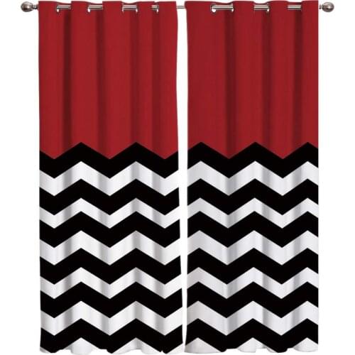 Ripple Simple Red White Black Window Curtains Living Room Fabric Drapes Curtain Home Decor Curtains for Bedroom
