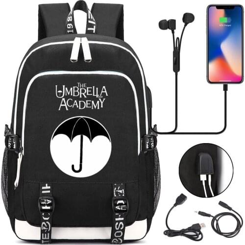 Umbrella Academy Backpack Mens Women UT Mochila Waterproof Teenager BackPack USB Charging Capacity Travel Laptop School Bags
