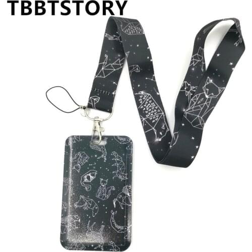 Animal Starry Sky Neck Strap Lanyard For Key Chain Keycord Student Travel Bank Bus Business Credit Card ID Badge Holder