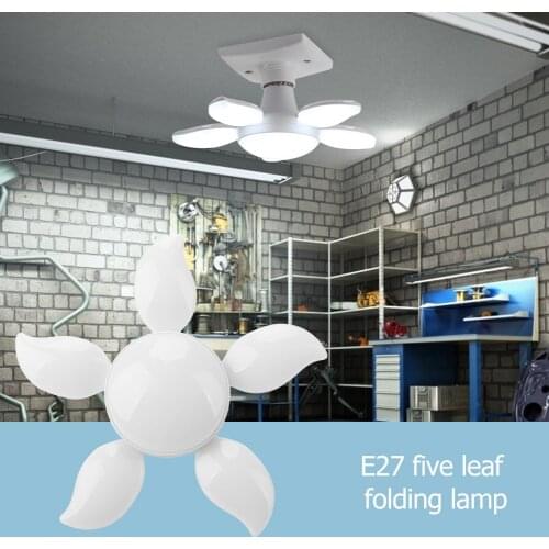 6500K LED Garage Lamp E27 Lamp Head Deformable Folding Adjustable Ceiling Lamp Workshop Lights Flower Light Decoration