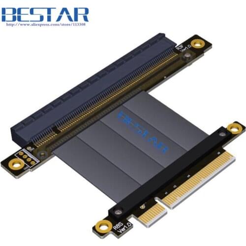 Gen3.0 PCIe 8x to PCIe 16x Graphics card extension Riser Cable 1ft 2ft Elbow Design Right Angle 64G/bps PCI-E X8 X16 PCI-Express