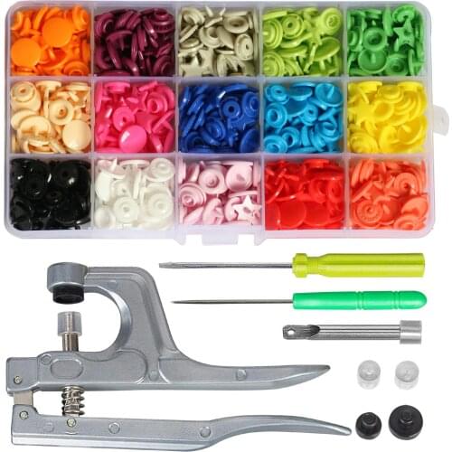 Snaps with Storage Box,T5 Glossy Plastic Resin Fasteners Punch Poppers Closures No-Sew Buttons for Crafts Cloth Diaper Bibs