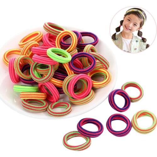 100Pcs/Set Candy Colors Hair Elastics Protective Hair Ties Ponytail Holders Hair Ropes For Kids Women Girls Hair Accessories