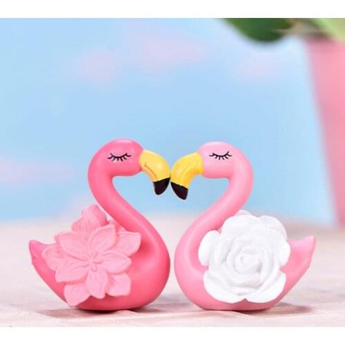 2Pcs Cartoon Flamingo Mini Home Garden Decor Cafe Gift Shop Tabletop Ornaments Home Decoration Accessories Crafts Gifts
