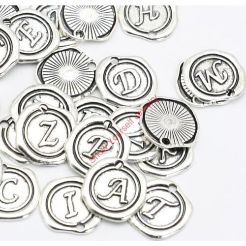 26pcs Antique Silver Plated Alphabet Charms Pendants for Jewelry Making DIY Handmade Craft 18x19mm