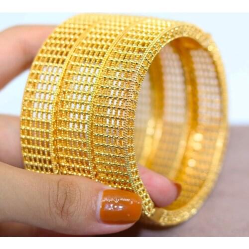 4 pçs/lote 24K Arábia Saudita Dubai Pulseiras Para As Mulheres Pulseira África Habesha Etíope da Cor do Ouro Jóias Meninas Prese