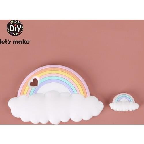 Lets make Baby Silicone Teethers Beads Toy BPA Free 5pcs Mini Rainbow Clouds Food Grade DIY Accessories Childens Goods Product