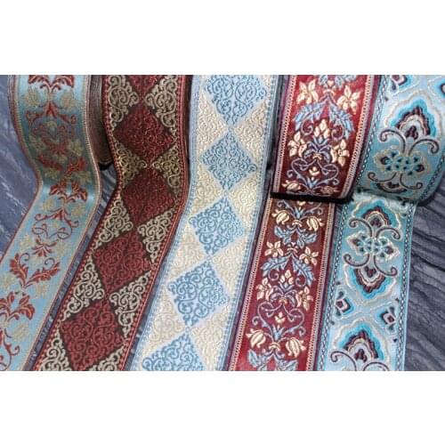 5 yards/lot Woven Jacquard cotton Ribbon paisley Geometry 6cm