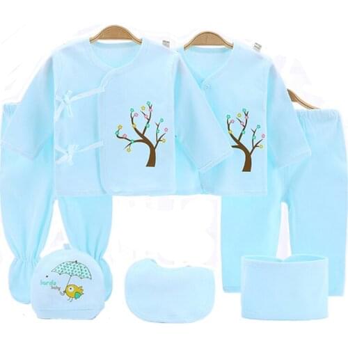 7pcs/set Baby Clothing Sets Girls Boys Suits Spring Fall Summer Cotton 0-3 Months