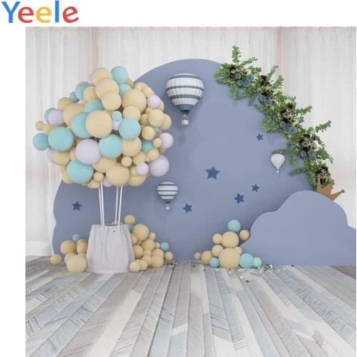 White Curtain Balloons Flowers Baby Birthday Newborn Portrait Photo Background Baby Shower Photography Backdrop For Photo Studio