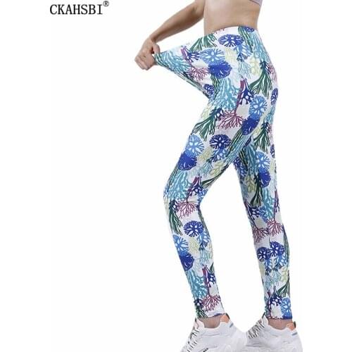CKAHSBI Floral Print Fitness Yoga Pants Sports Leggings Women Sexy Female Ankle-length Fashion Gym Running Spandex Fitness New