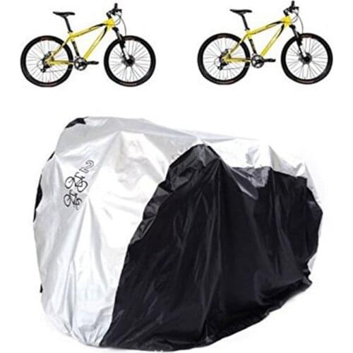 Waterproof Bike Cover Double 2 Bicycle Cycle Scooter Rain and Dust Resistant UV Protection for Bikes(Silver and Black,M, Two Bik