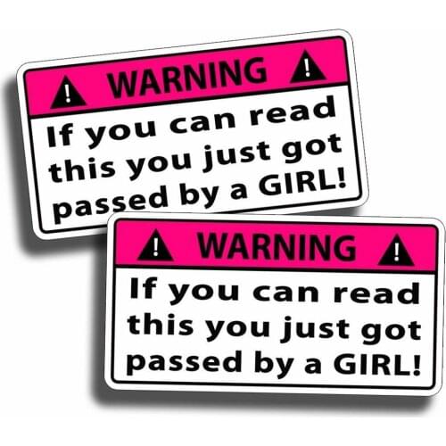 Lady pink personality through warning sticker car truck motorcycle bumper window decal